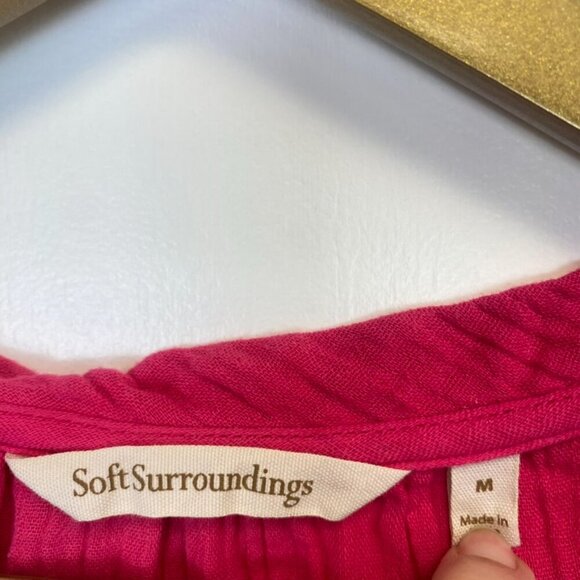 Soft Surroundings Pink Gauze Short Sleeve Top - Picture 3 of 10